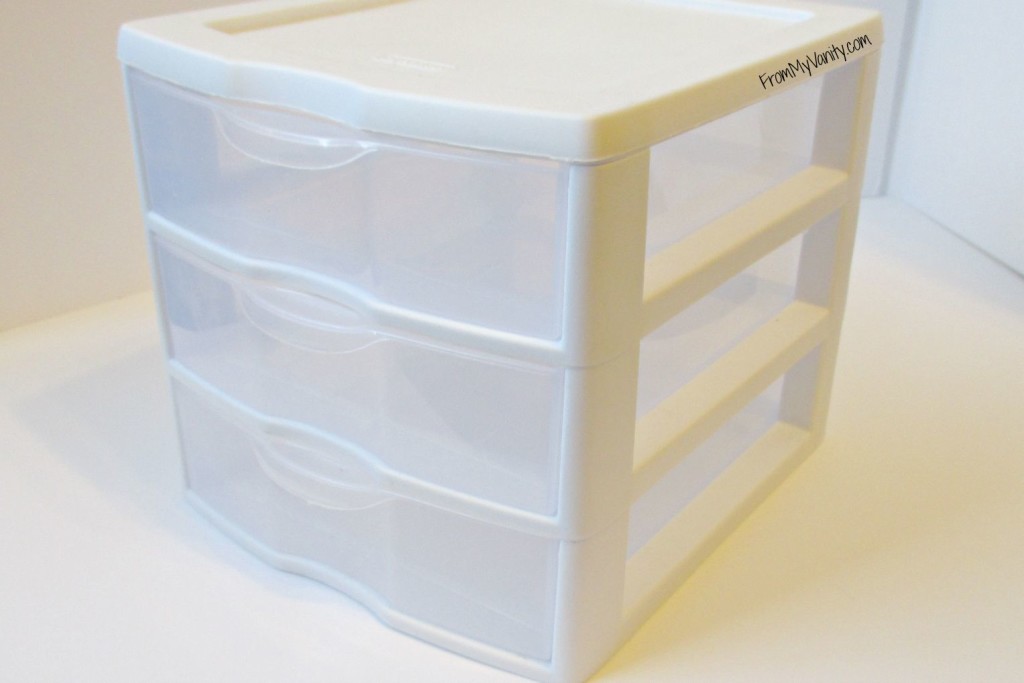 How to Organize Your Samples So You'll Actually Use Them // Small White Plastic Drawer // From My Vanity