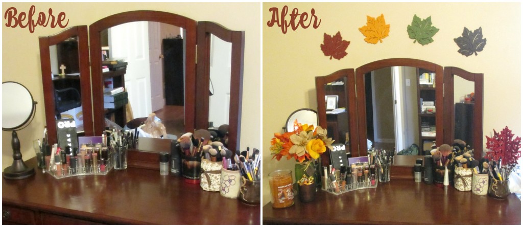 Decorate Your Vanity for Fall // Fall Inspired Before & After Pictures // #LoveAmericanHome #CollectiveBias #ad // FromMyVanity.com