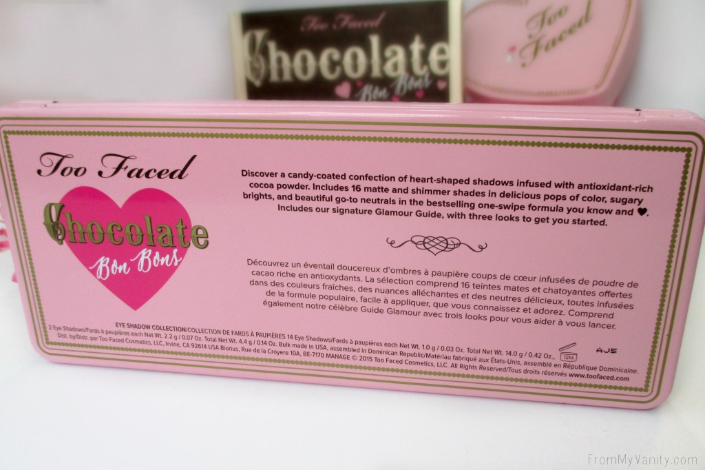 Too Faced Chocolate Bon Bons Palette // Review, Swatches, & Eye Looks // Palette Information // FromMyVanity.com
