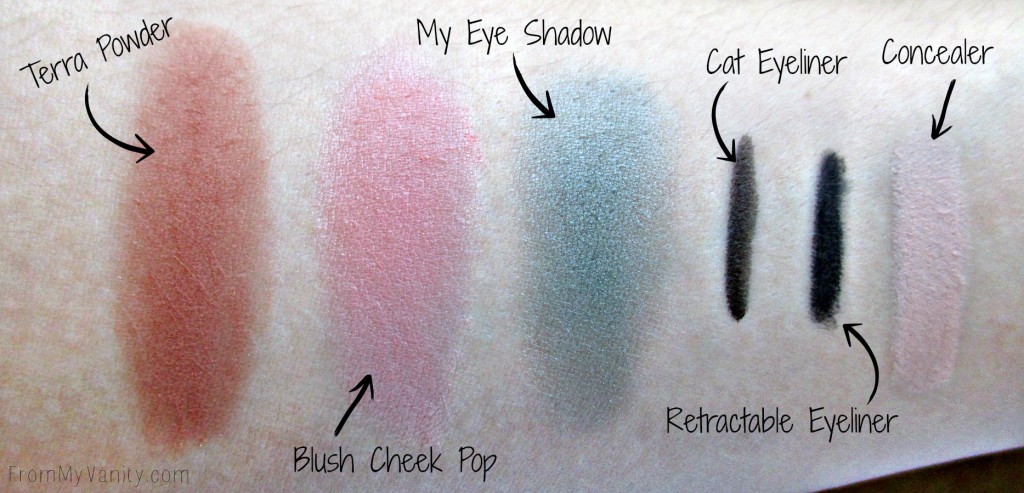 All the swatches from the 2B Colours products I have. Great pigmentation! #2BColours #makeup