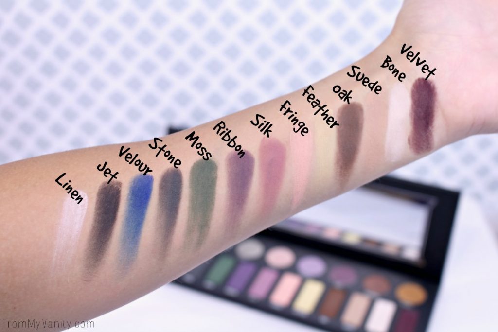 Swatches of the matte shades in the new Kat Von D MetalMatte palette