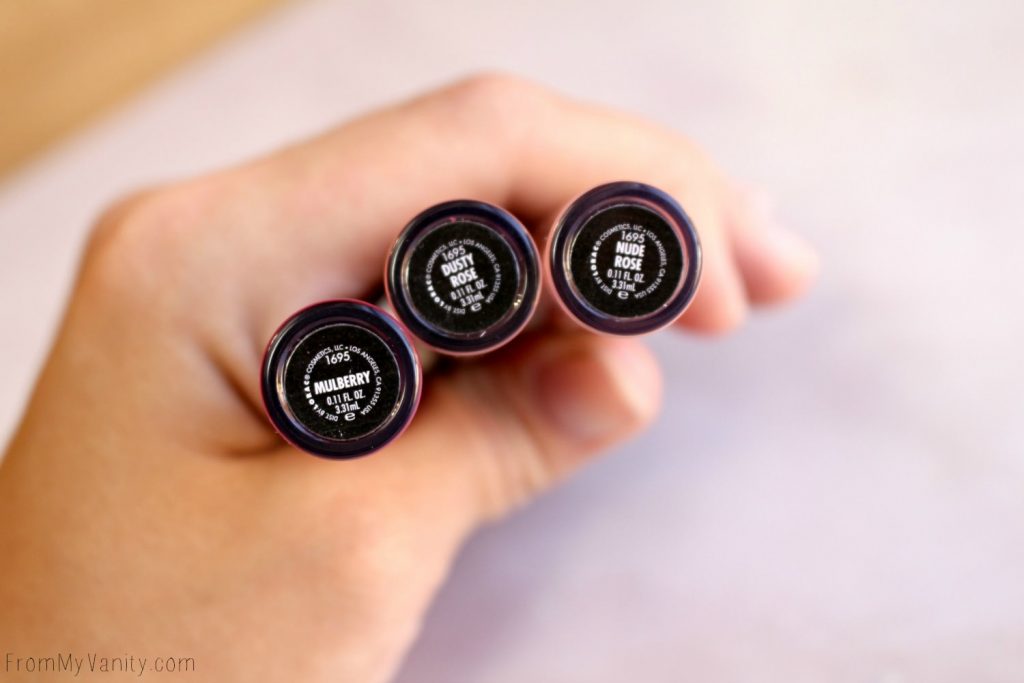 Shades from the LORAC PRO liquid lipstick line