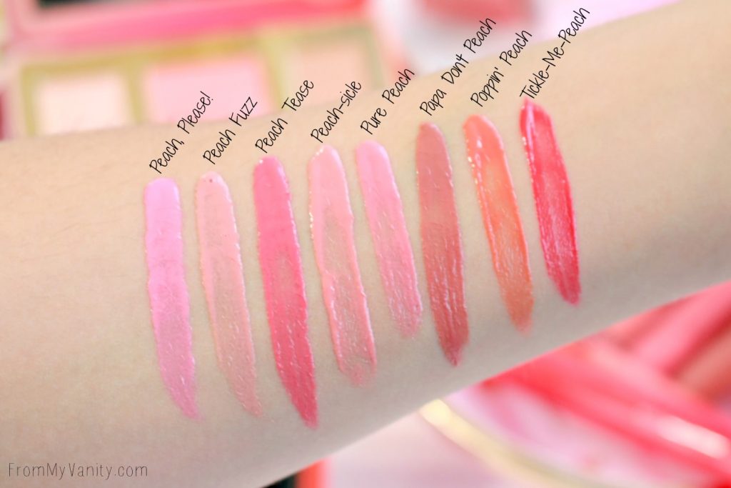 Too Faced Sweet Peach Creamy Peach Oil Lipgloss | Arm swatches | Limited Edition