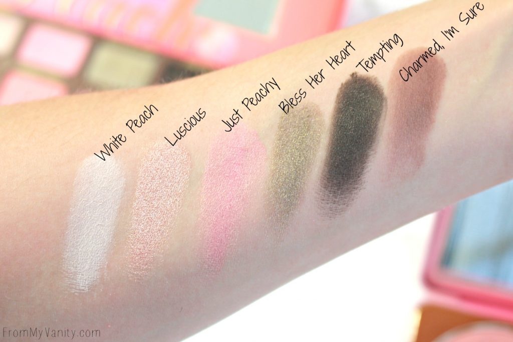 Too Faced Sweet Peach Palette | Swatches of the first row | Limited Edition