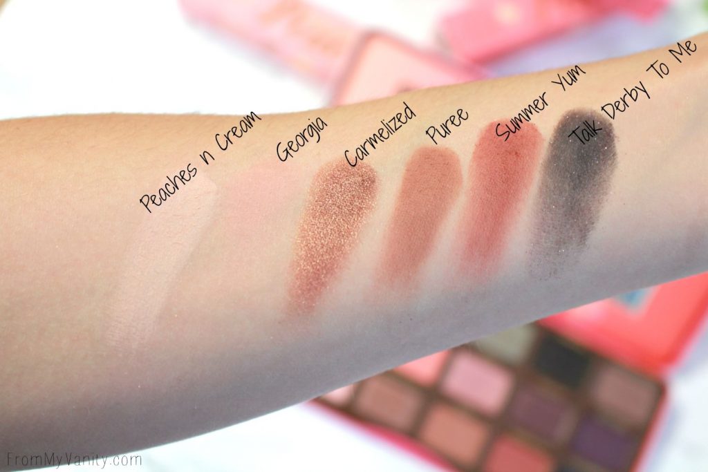 Too Faced Sweet Peach Palette | Swatches of the third row | Limited Edition