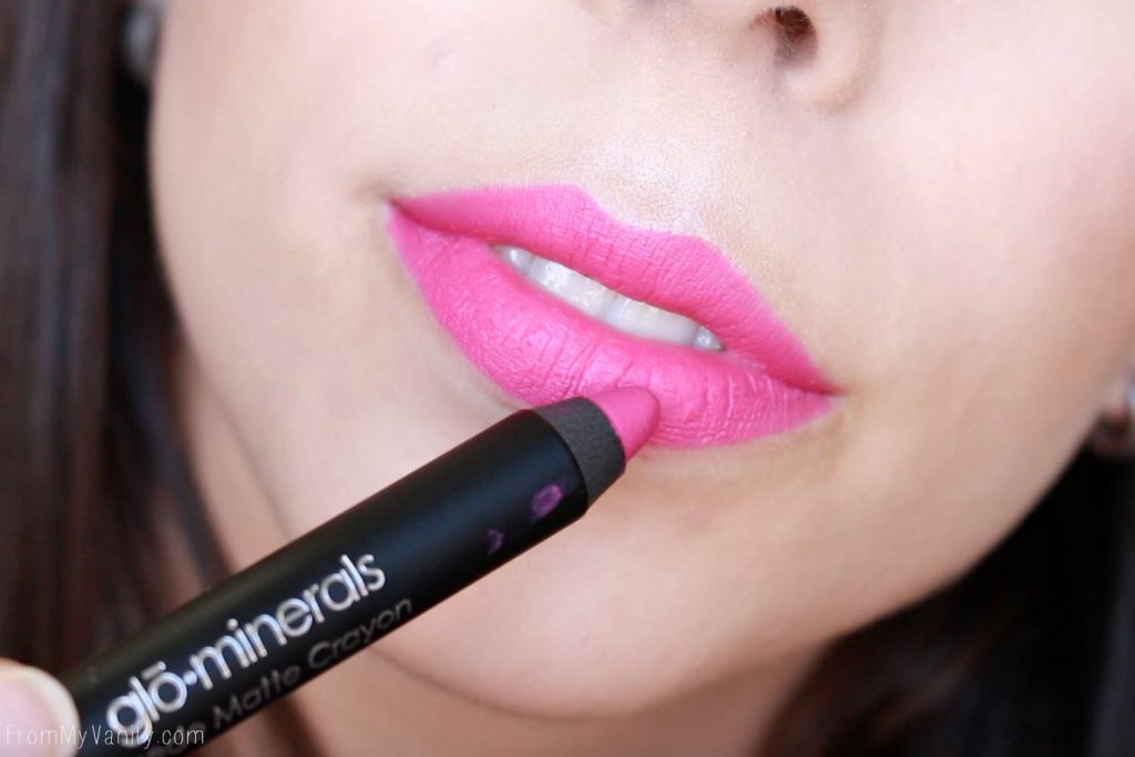 Date Night Makeup with Glo Minerals | Suede Matte Crayon | Lip Swatch in Sorbet
