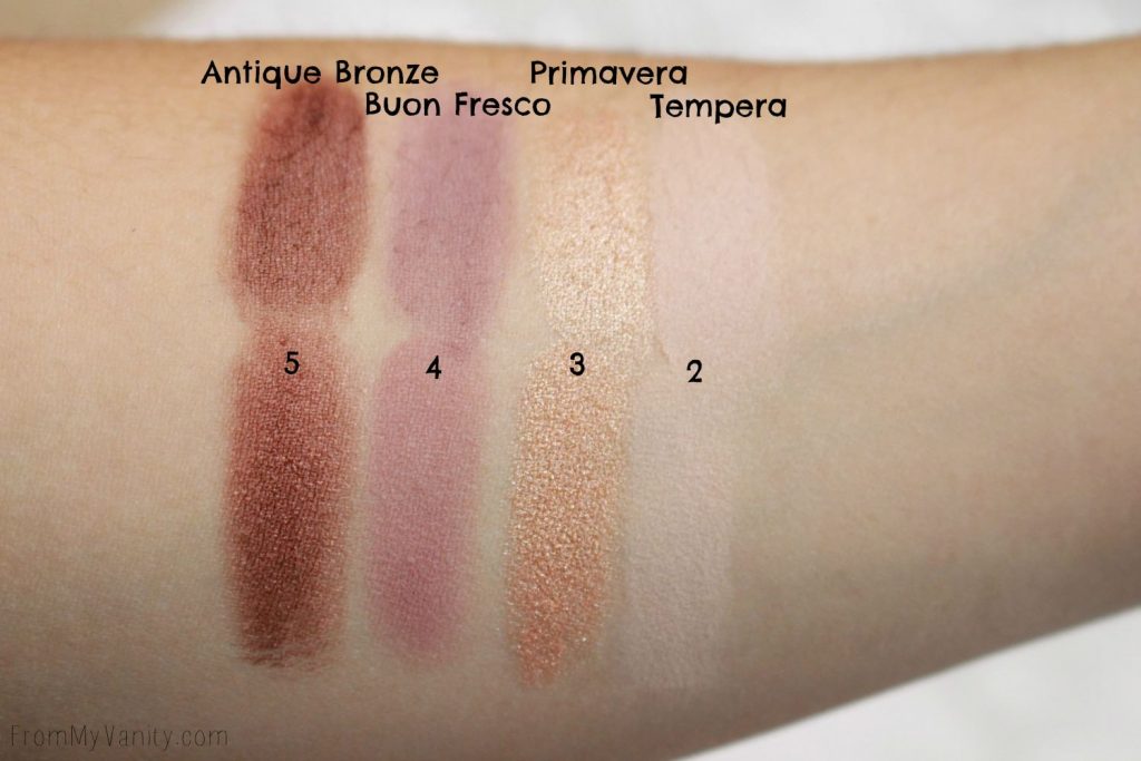 Dupe or Dud | ABH Modern Renaissance vs Wet n Wild Rosé in the Air Palette | Swatch Comparison, First Row