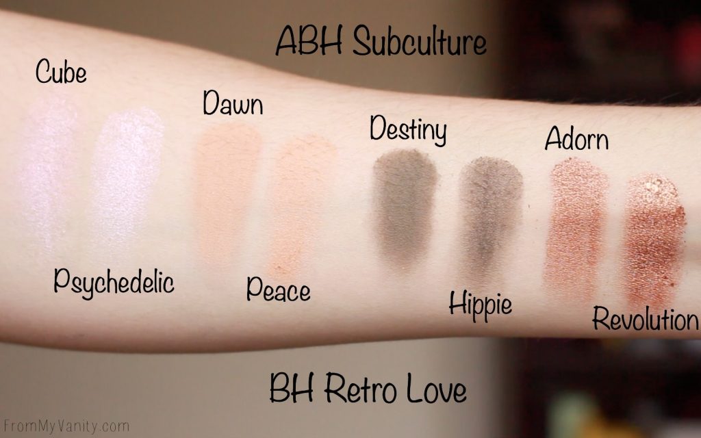 Dupe or Dud | ABH Subculture Palette vs Bad Habit Retro Love Palette | Eye Look Comparison! | Row 1 Swatches