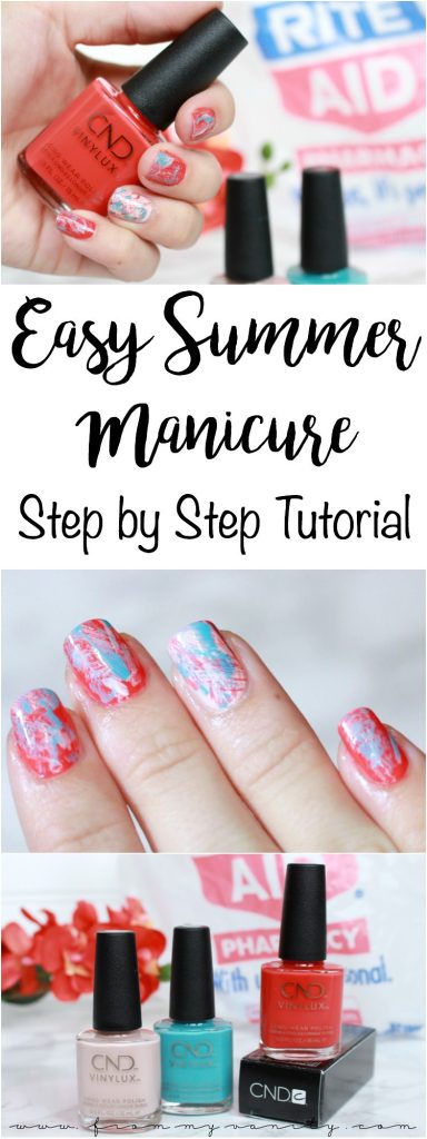 Easy Summer Nail Art with CND VINYLUX | Step by Step Tutorial | Dry Brush Technique | CND VINYLUX Long Wear Nail Polish at Rite Aid | #ad #CNDatRA #nailart #nailtutorial