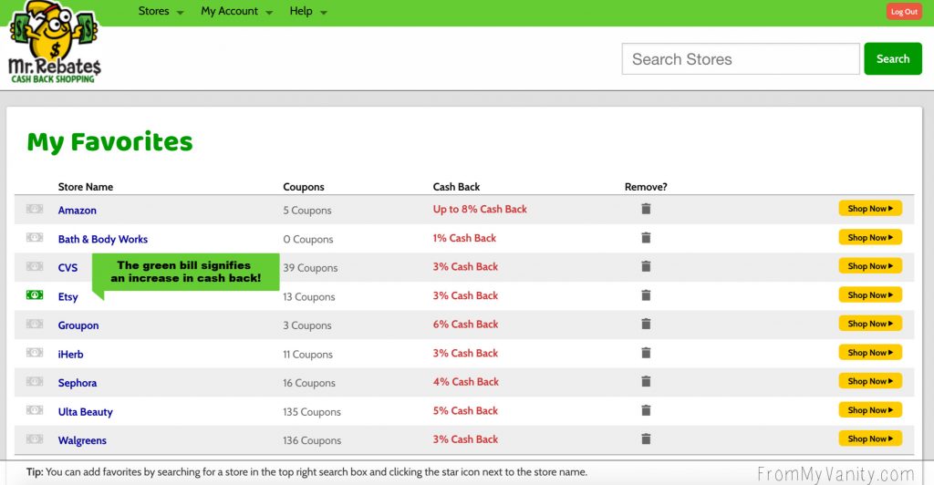 Tips to Save Money with Mr. Rebates | Favorites List